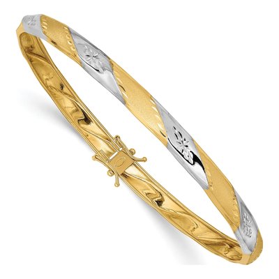 14K Yellow Gold Diamond-Cut Bangle Bracelet