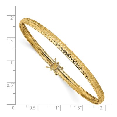 14K Yellow Gold Diamond-Cut Flexible Bangle Bracelet – view 4