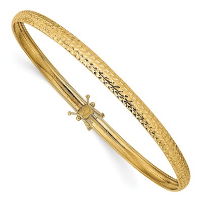 14K Yellow Gold Diamond-Cut Flexible Bangle Bracelet