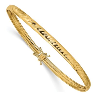 14K Yellow Gold Diamond-Cut Flexible Bangle Bracelet