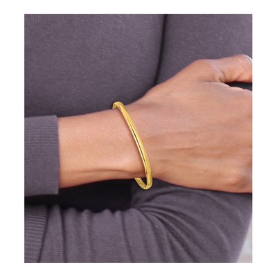 14K Yellow Gold Flexible Round Bangle Bracelet – view 4