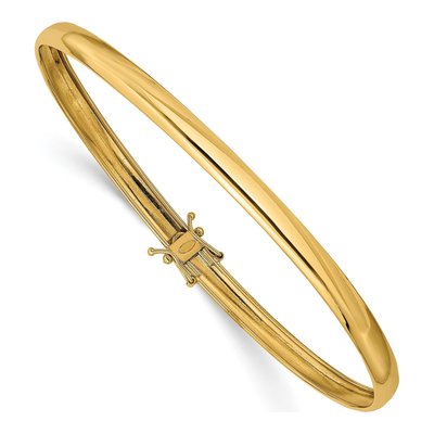 14K Yellow Gold Flexible Round Bangle Bracelet