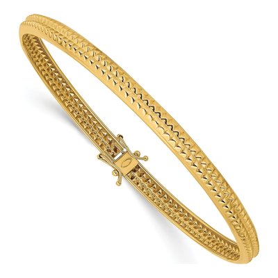 14K Yellow Gold Flexible Round Bangle Bracelet