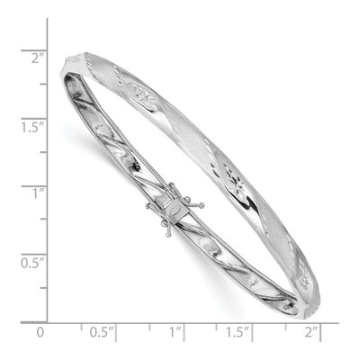 14K White Gold Diamond-Cut Flexible Bangle Bracelet – view 4