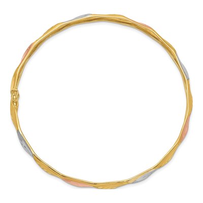 14K Yellow Gold Diamond-Cut Bangle Bracelet – view 3