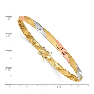 14K Yellow Gold Diamond-Cut Bangle Bracelet – view 4
