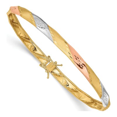 14K Yellow Gold Diamond-Cut Bangle Bracelet
