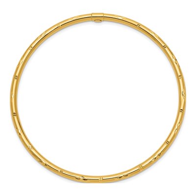 14K Yellow Gold Diamond-Cut Slip-On Bangle Bracelet – view 3