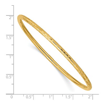 14K Yellow Gold Diamond-Cut Slip-On Bangle Bracelet – view 4
