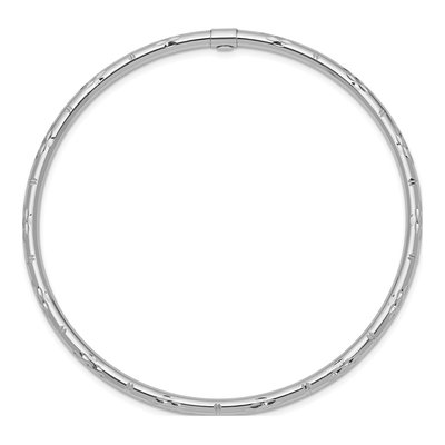 14K White Gold Diamond-Cut Slip-On Bangle Bracelet – view 3