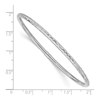 14K White Gold Diamond-Cut Slip-On Bangle Bracelet – view 4