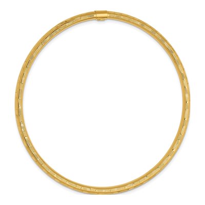 14K Yellow Gold Diamond-Cut Slip-On Bangle Bracelet – view 3