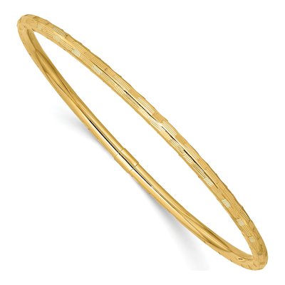 14K Yellow Gold Diamond-Cut Slip-On Bangle Bracelet