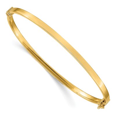 14K Yellow Gold Hinged Oval Bangle Bracelet