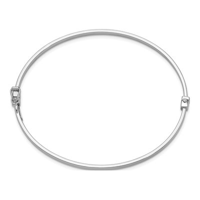 14K White Gold Hinged Oval Bangle Bracelet – view 3