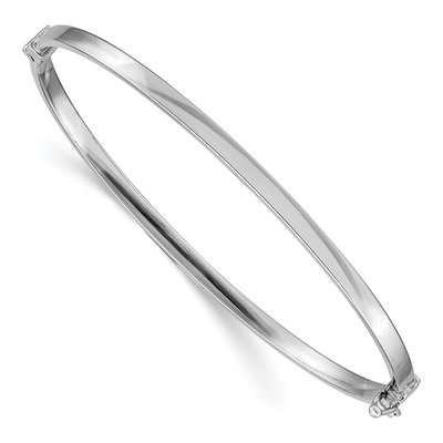14K White Gold Hinged Oval Bangle Bracelet