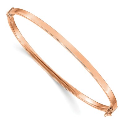 14K Rose Gold Hinged Oval Bangle Bracelet