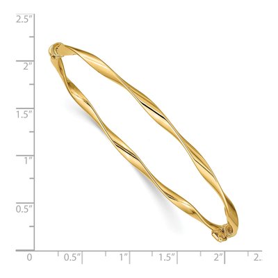 14K Yellow Gold Twisted Oval Hinged Bangle Bracelet – view 3
