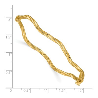 14K Yellow Gold Twisted Oval Hinged Bangle Bracelet – view 4