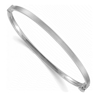14K White Gold Hinged Oval Bangle Bracelet