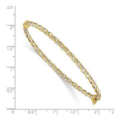 14K Two-Tone Gold Hinged Oval Bangle Bracelet – view 4