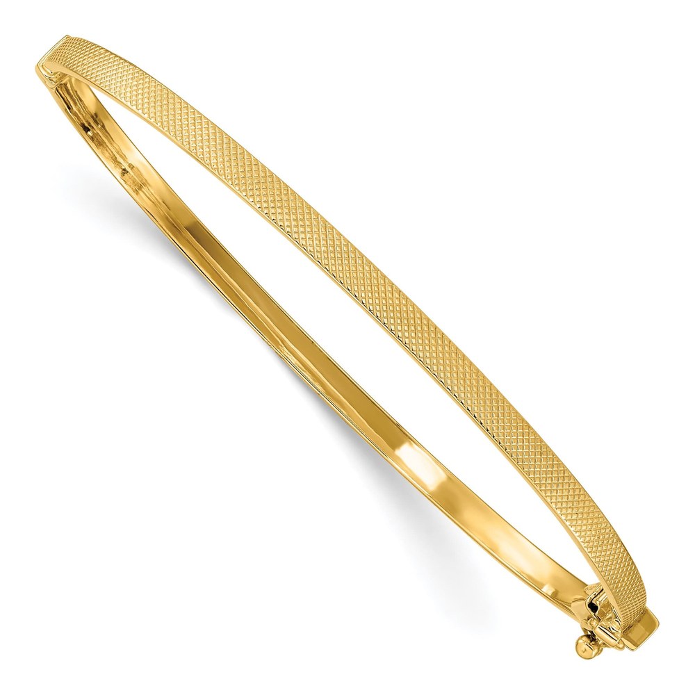 14K Yellow Gold Quilted Oval Bangle Bracelet