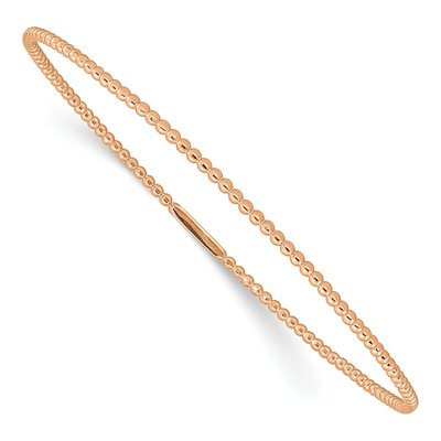 14K Rose Gold Beaded Slip-On Bangle Bracelet