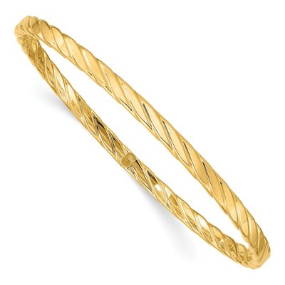 14K Yellow Gold Twist Slip-On Bangle Bracelet