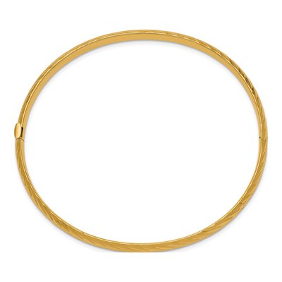 14K Yellow Gold Textured Oval Bangle Bracelet – view 3