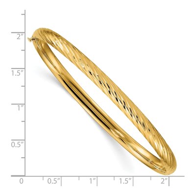 14K Yellow Gold Textured Oval Bangle Bracelet – view 4