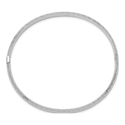 14K White Gold Hinged Oval Bangle Bracelet – view 3