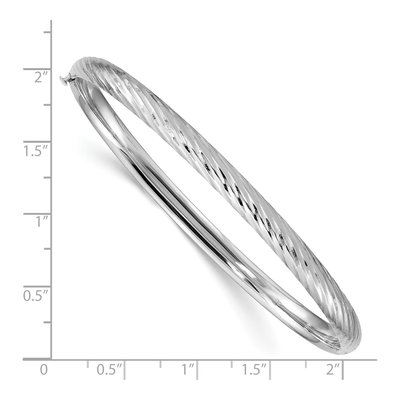 14K White Gold Hinged Oval Bangle Bracelet – view 4