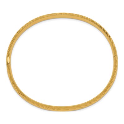 14K Yellow Gold Hinged Oval Bangle Bracelet – view 3