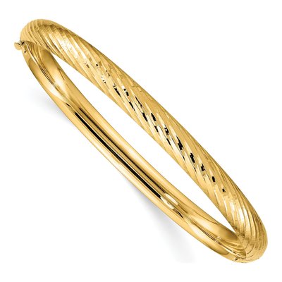 14K Yellow Gold Hinged Oval Bangle Bracelet