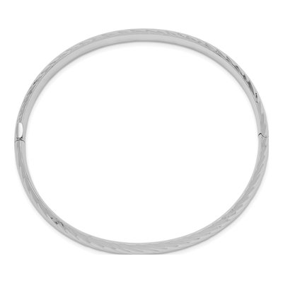 14K White Gold Hinged Oval Bangle Bracelet – view 3