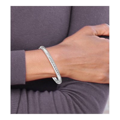 14K White Gold Hinged Oval Bangle Bracelet – view 5