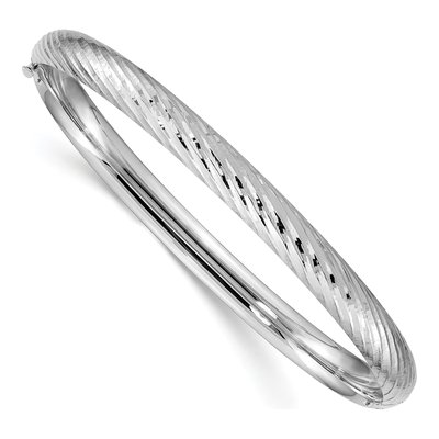 14K White Gold Hinged Oval Bangle Bracelet