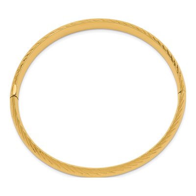 14K Yellow Gold Hinged Oval Bangle Bracelet – view 3