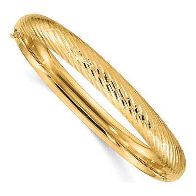 14K Yellow Gold Hinged Oval Bangle Bracelet