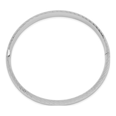 14K White Gold Hinged Oval Bangle Bracelet – view 3
