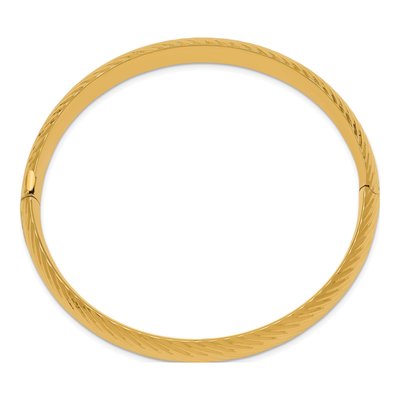 14K Yellow Gold Hinged Oval Bangle Bracelet – view 3