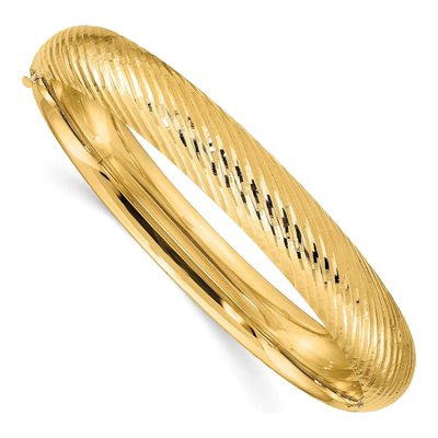 14K Yellow Gold Hinged Oval Bangle Bracelet