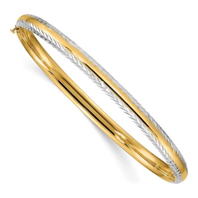 14K Yellow Gold Diamond-Cut Bangle Bracelet