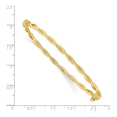 14K Yellow Gold Twisted Hinged Oval Bangle Bracelet – view 4