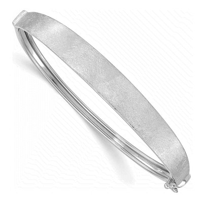 14K White Gold Hinged Oval Bangle Bracelet