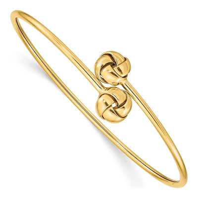 14K Yellow Gold Love Knot Flexible Bangle Bracelet