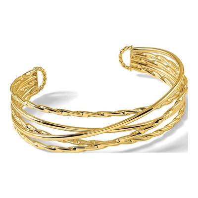 14K Yellow Gold Multi-Tube Cuff Bracelet – view 6