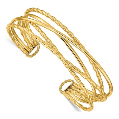 14K Yellow Gold Multi-Tube Cuff Bracelet