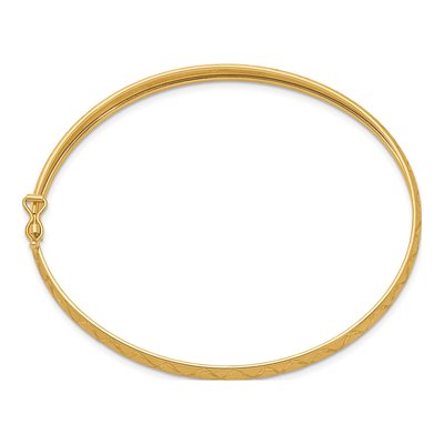 14K Yellow Gold X-Pattern Oval Flexible Bangle Bracelet – view 2
