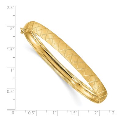 14K Yellow Gold X-Pattern Oval Flexible Bangle Bracelet – view 3